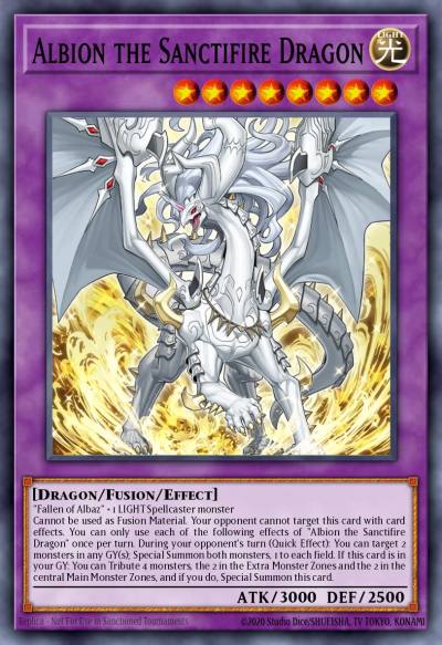 Albion the Sanctifire Dragon Prismatic Secret Rare MP24-EN082 25th Anniversary Tin Dueling Mirrors Yugioh card