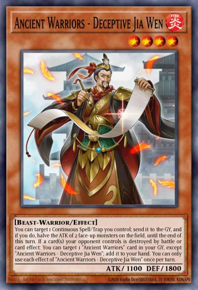Ancient Warriors - Deceptive Jia Wen Common ETCO-EN022 Eternity Code Yugioh card