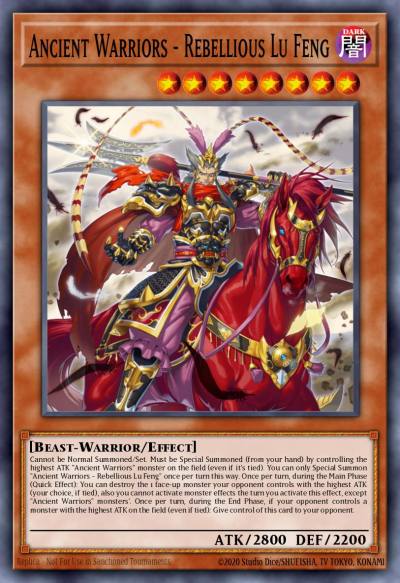 Ancient Warriors - Rebellious Lu Feng Super Rare BLVO-EN025 Blazing Vortex Yugioh card