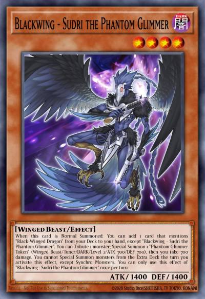 Blackwing - Sudri the Phantom Glimmer Prismatic Secret Rare MP23-EN155 25th Anniversary Tin Dueling Heroes Mega Pack Yugioh card