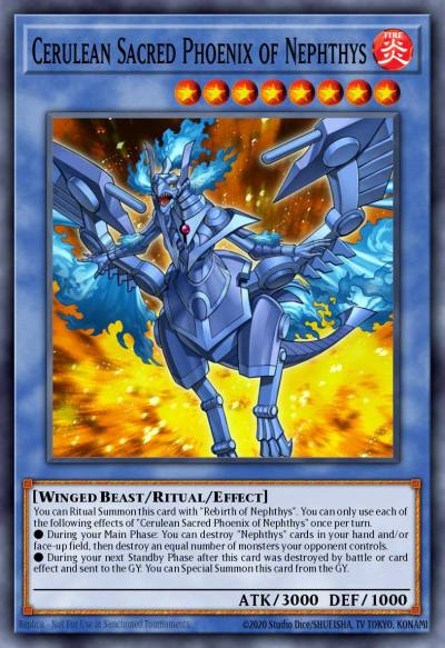 Cerulean Sacred Phoenix of Nephthys Secret Rare HISU-EN006 Hidden Summoners Yugioh card