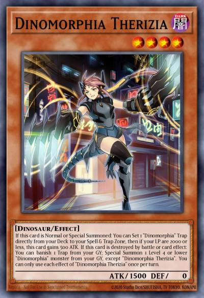 Dinomorphia Therizia Prismatic Secret Rare MP23-EN009 25th Anniversary Tin Dueling Heroes Mega Pack Yugioh card