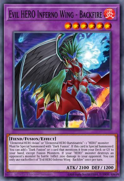 Evil HERO Inferno Wing - Backfire Super Rare SUDA-EN032 Supreme Darkness Yugioh card