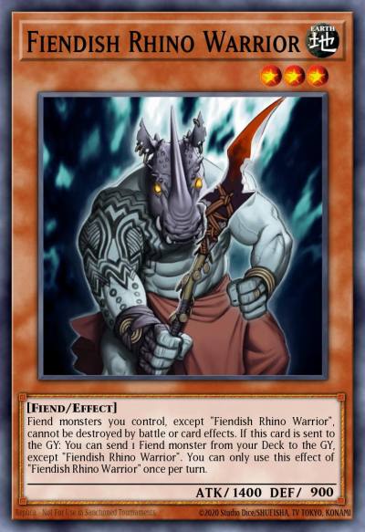 Fiendish Rhino Warrior Rare BOSH-EN091 Breakers of Shadow Yugioh card