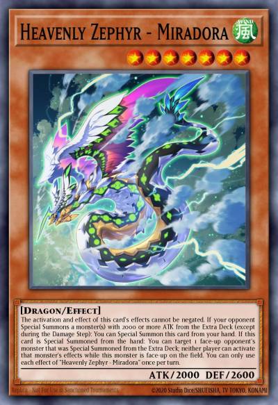 Heavenly Zephyr - Miradora Ultra Rare MP22-EN016 2022 Tin of the Pharaohs Gods Yugioh card