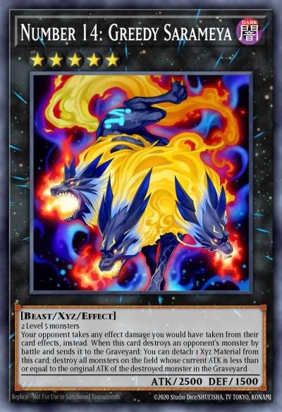 Number 14 Greedy Sarameya Gold Secret Rare PGL2-EN017 Premium Gold Return of the Bling Yugioh card