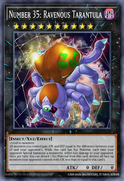 Number 35 Ravenous Tarantula Gold Secret Rare PGL3-EN009 Premium Gold Infinite Gold Yugioh card