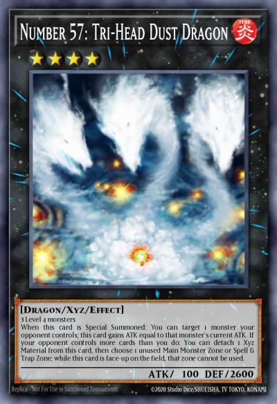 Number 57 Tri-Head Dust Dragon Secret Rare NUMH-EN030 Number Hunters Yugioh card