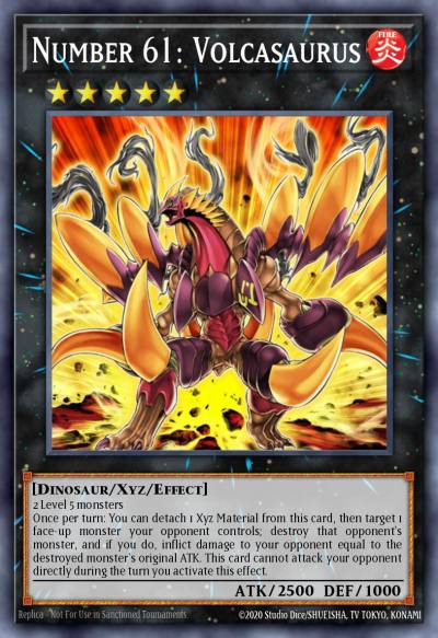 Number 61 Volcasaurus Rare JUSH-EN043 Justice Hunters Yugioh card