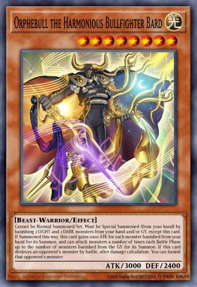 Orphebull the Harmonious Bullfighter Bard Ultra Rare PHHY-EN082 Photon Hypernova Yugioh card