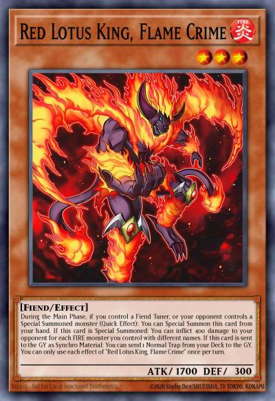 Red Lotus King, Flame Crime Ultra Rare MZMU-EN077 Maze of Muertos Yugioh card