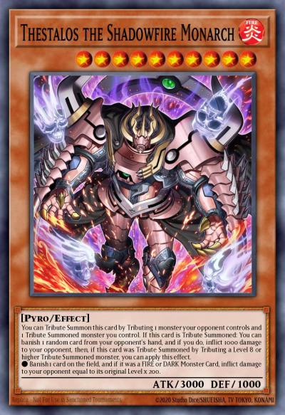 Thestalos the Shadowfire Monarch Super Rare DUNE-EN023 Duelist Nexus Yugioh card