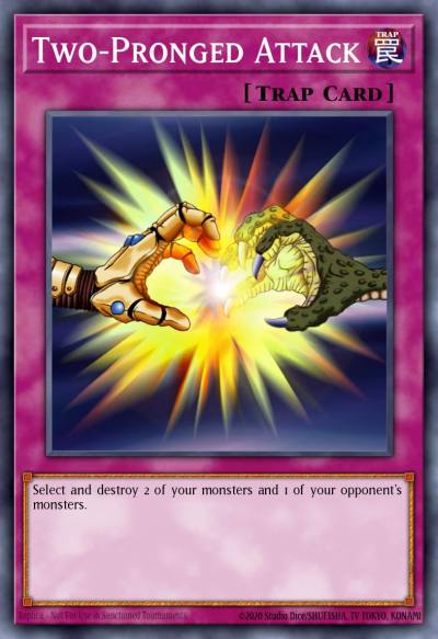 Two-Pronged Attack Rare LOB-061 Legend of Blue Eyes White Dragon Yugioh card